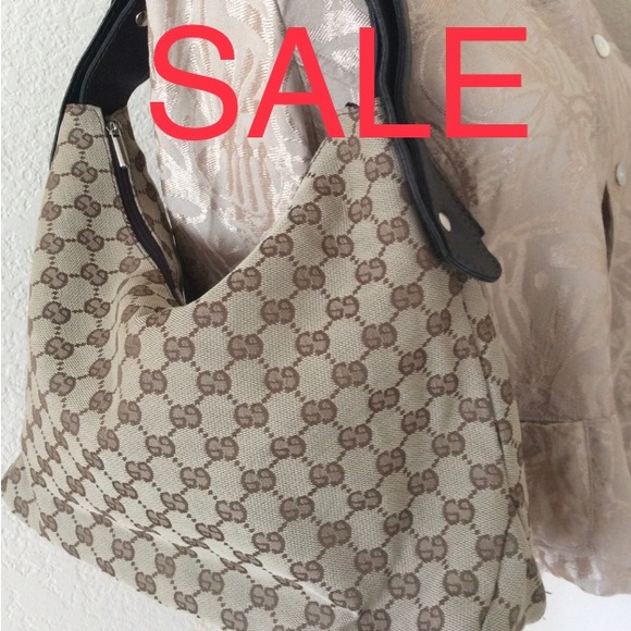 Shoulder bag Monogramed GG tan bag brown trim slouchy bag medium size tan bag - Picture 4 of 11